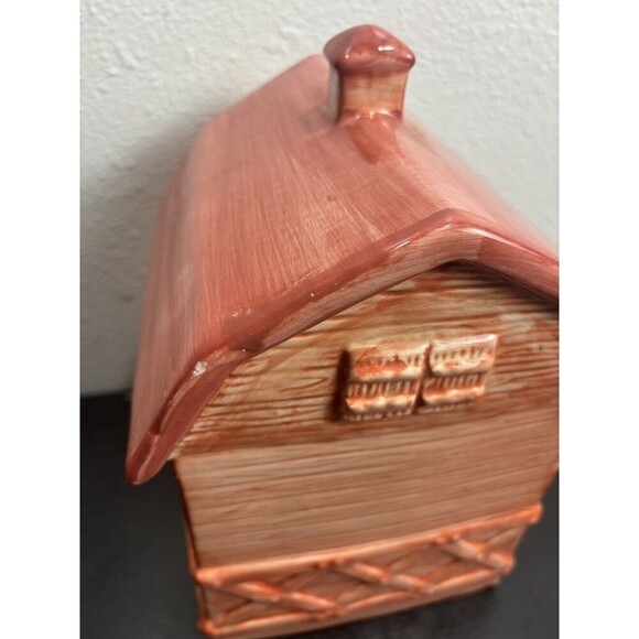 Red Country Cookie Barn Ceramic Cookie Jar with‎ Farm Animals Cow Pig Chicken - Picture 9 of 15